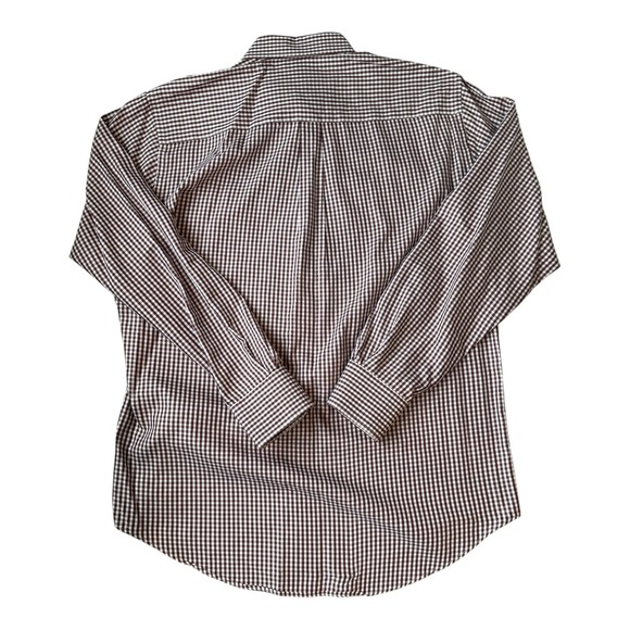 Peter Millar M Crown Soft Gingham Shirt Maroon White Acai Berry Stretch Silk - Picture 3 of 5